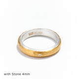 Silver and Gold RIng  with Stone (Japanese)