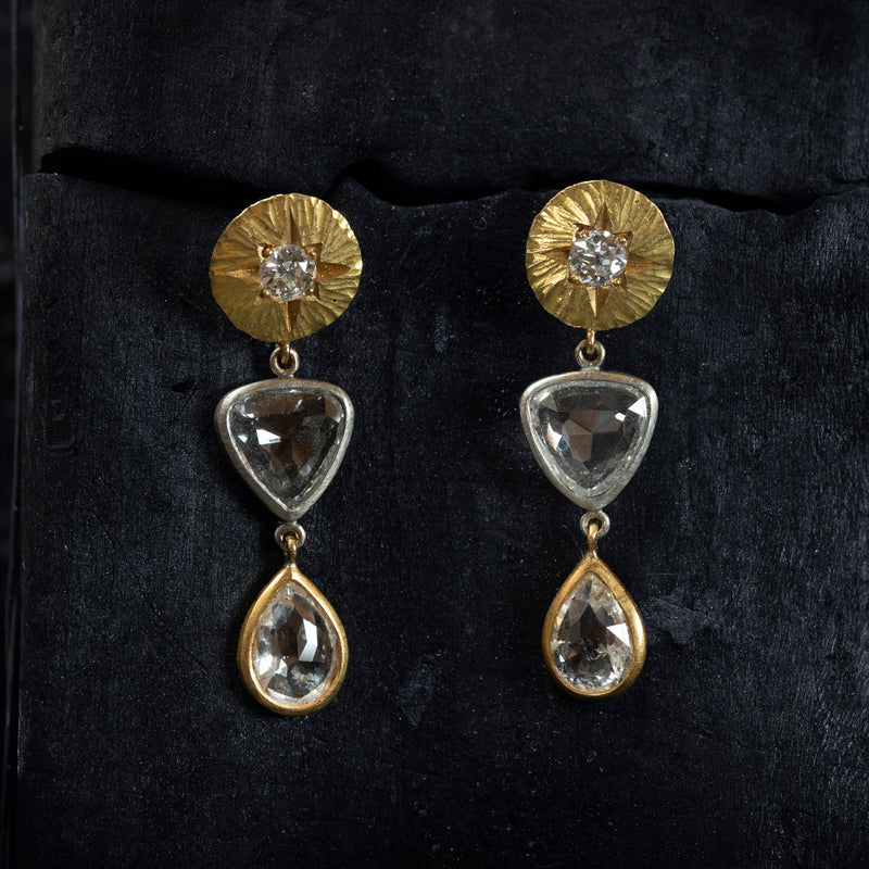 Rose Cut Diamond Earrings