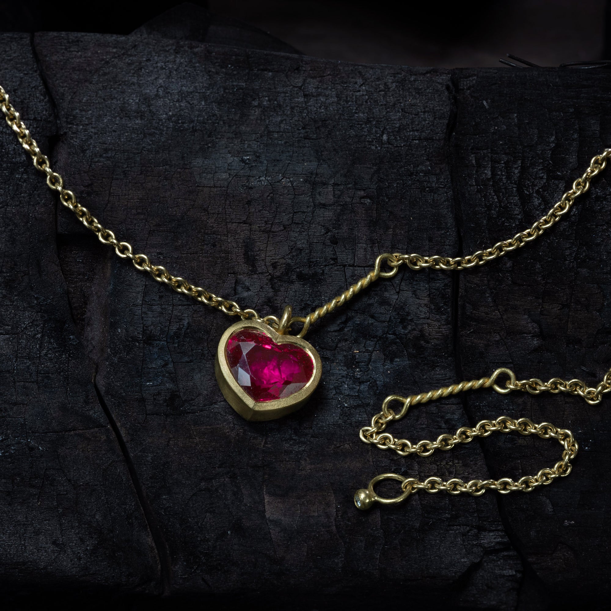 Heart Shaped Ruby Necklace