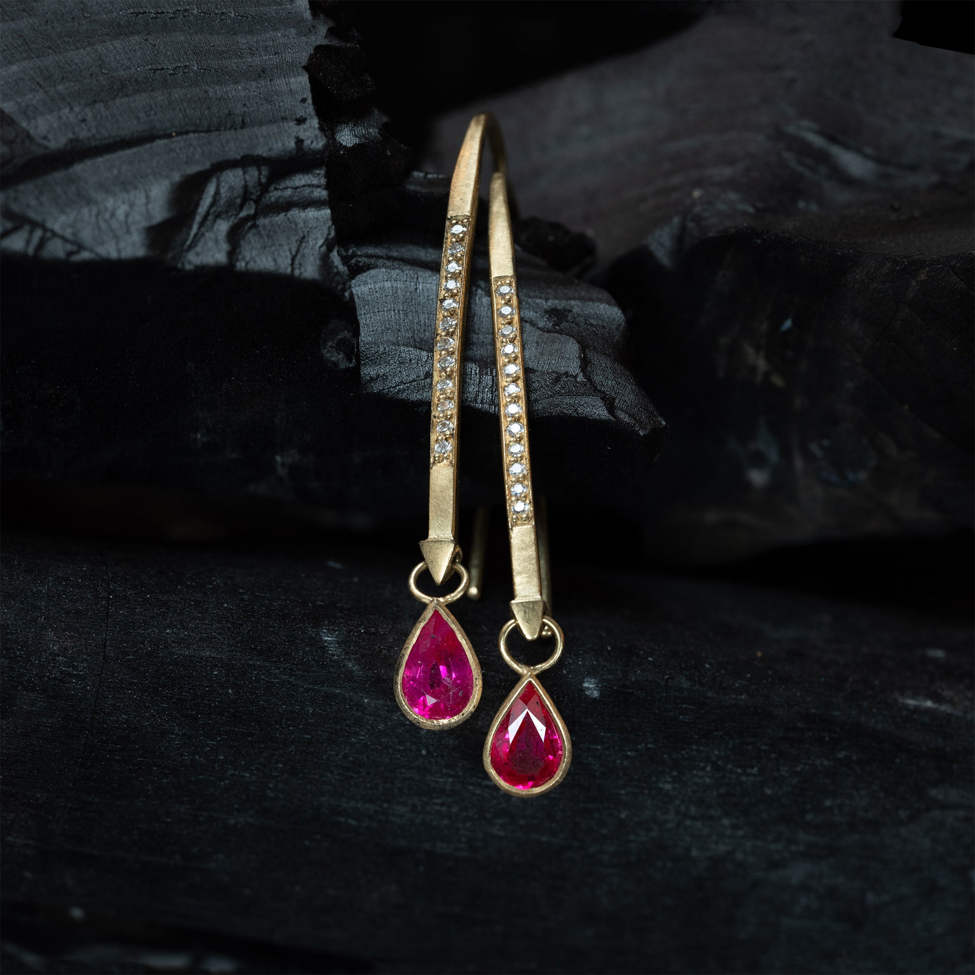 Pear Shaped Ruby Earrings