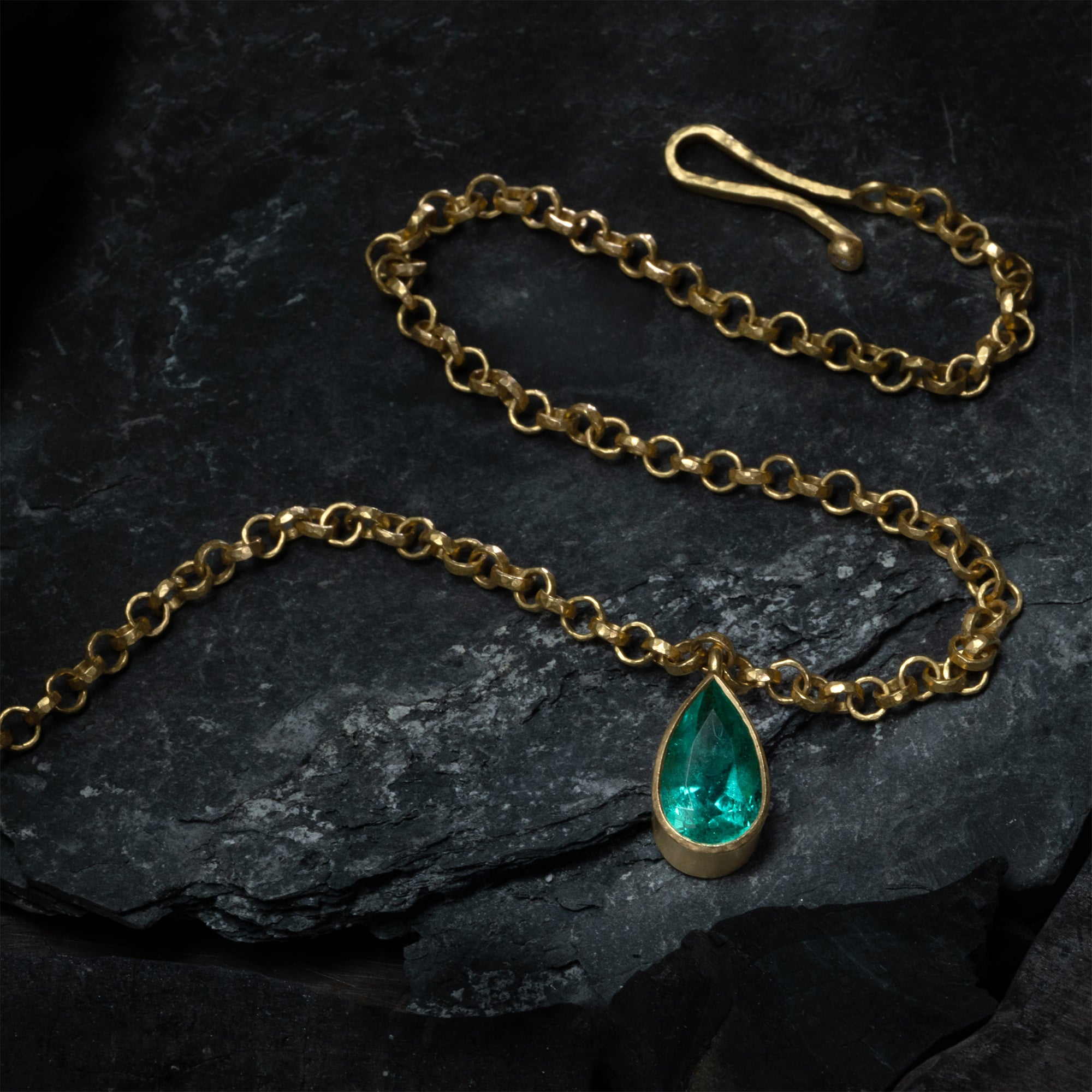 Pear Shaped Emerald Necklace