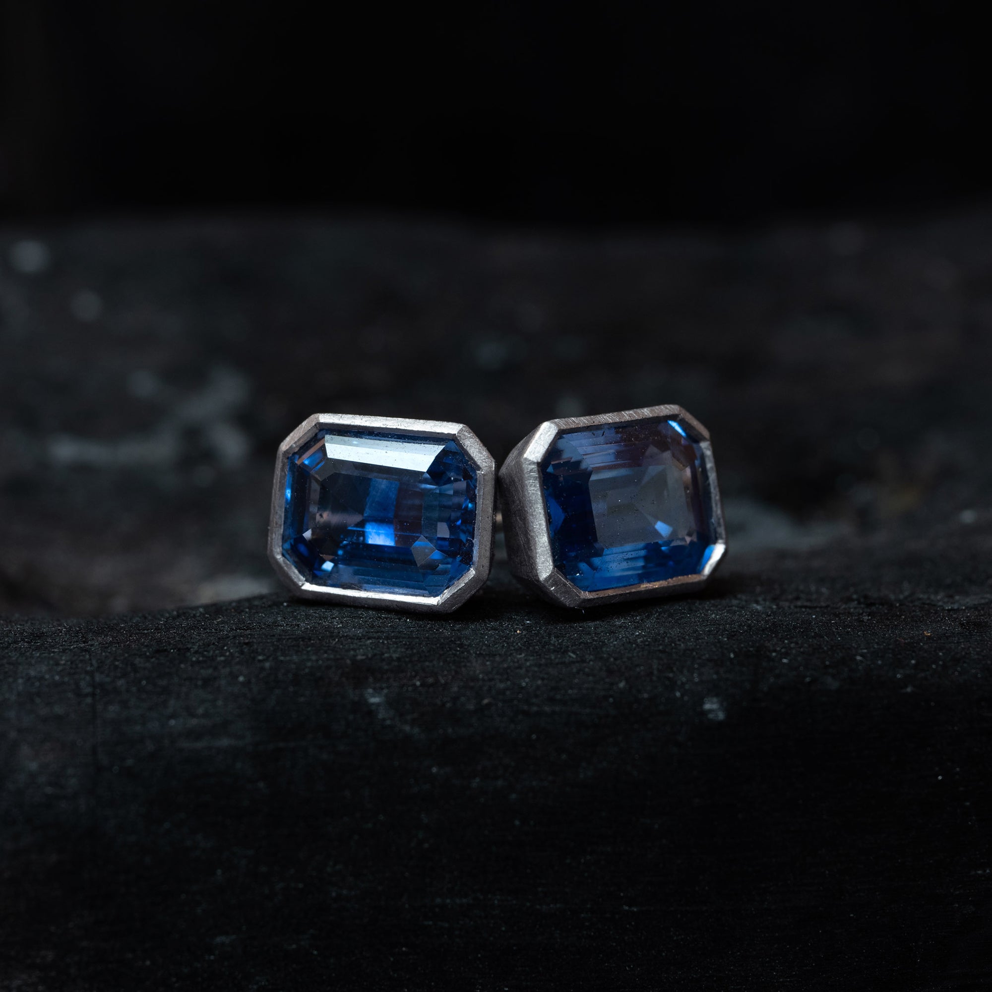 Octagon Cut Sapphire Earrings