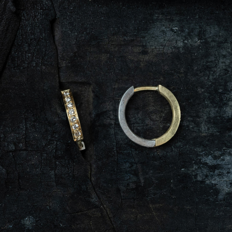 mixed metal huggie hoop Earrings