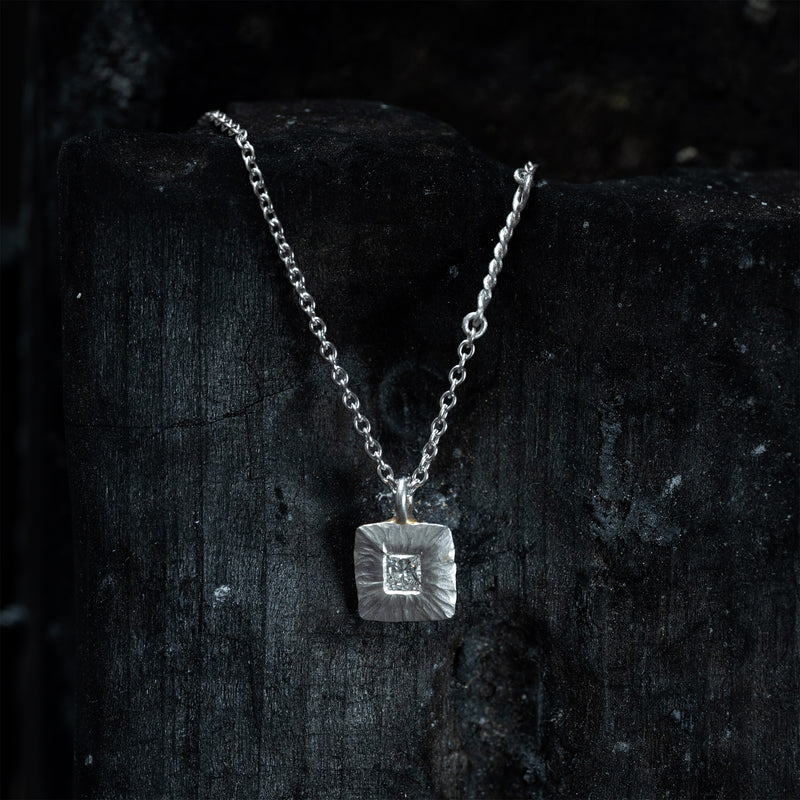 platinum square diamond pendant