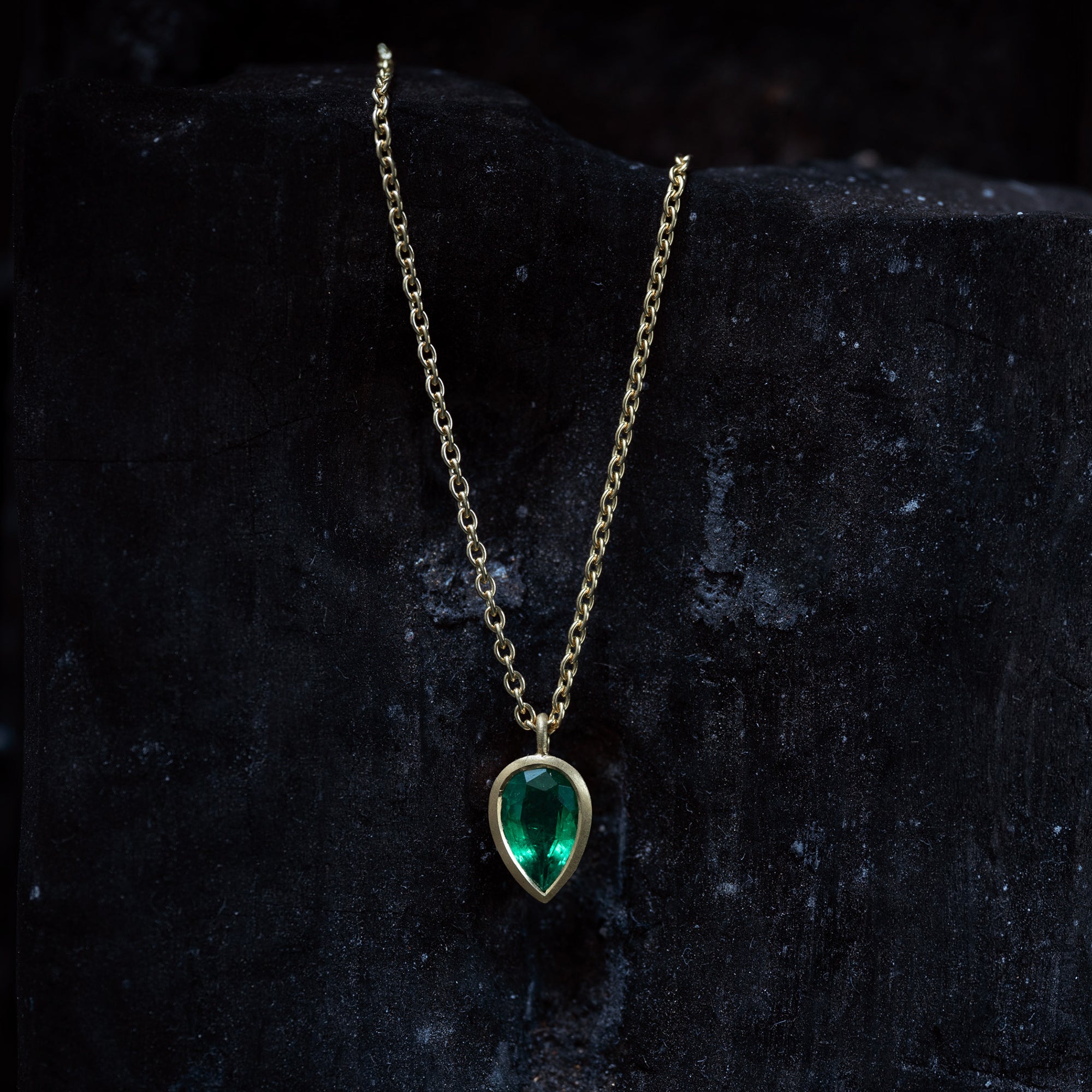 Fine Chain Emerald Necklace