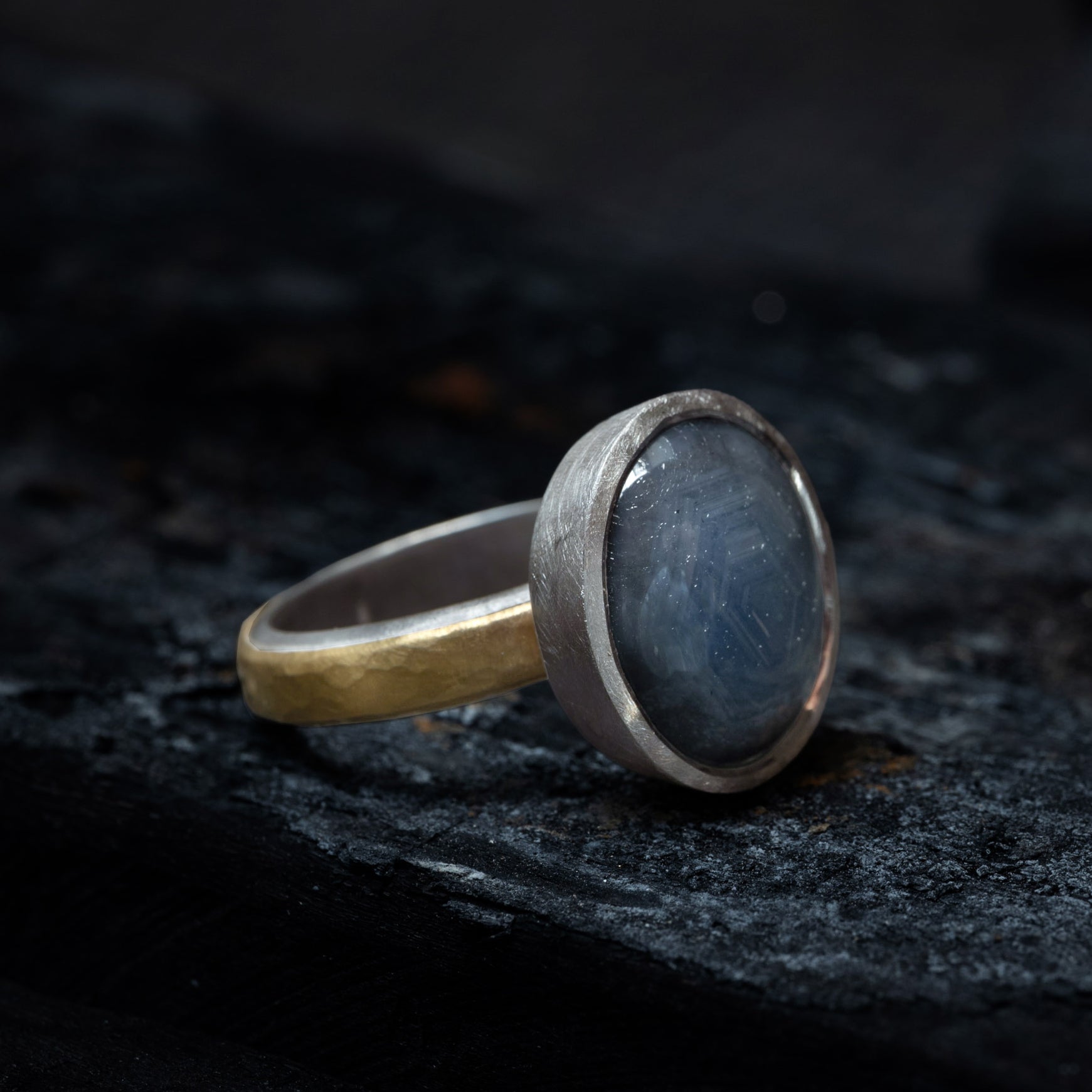 Silver and Gold Sapphire Ring