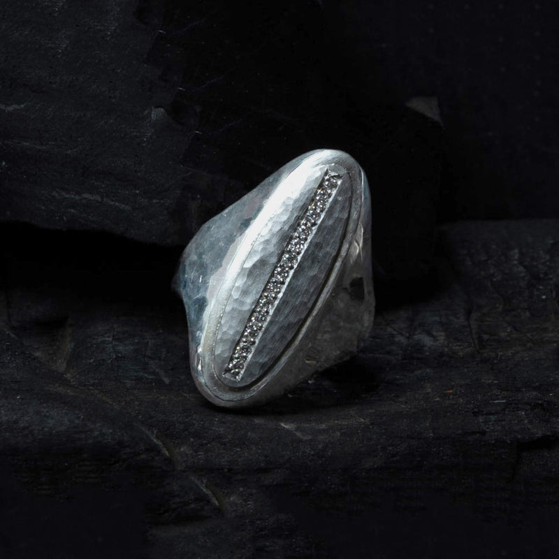 silver long signet ring