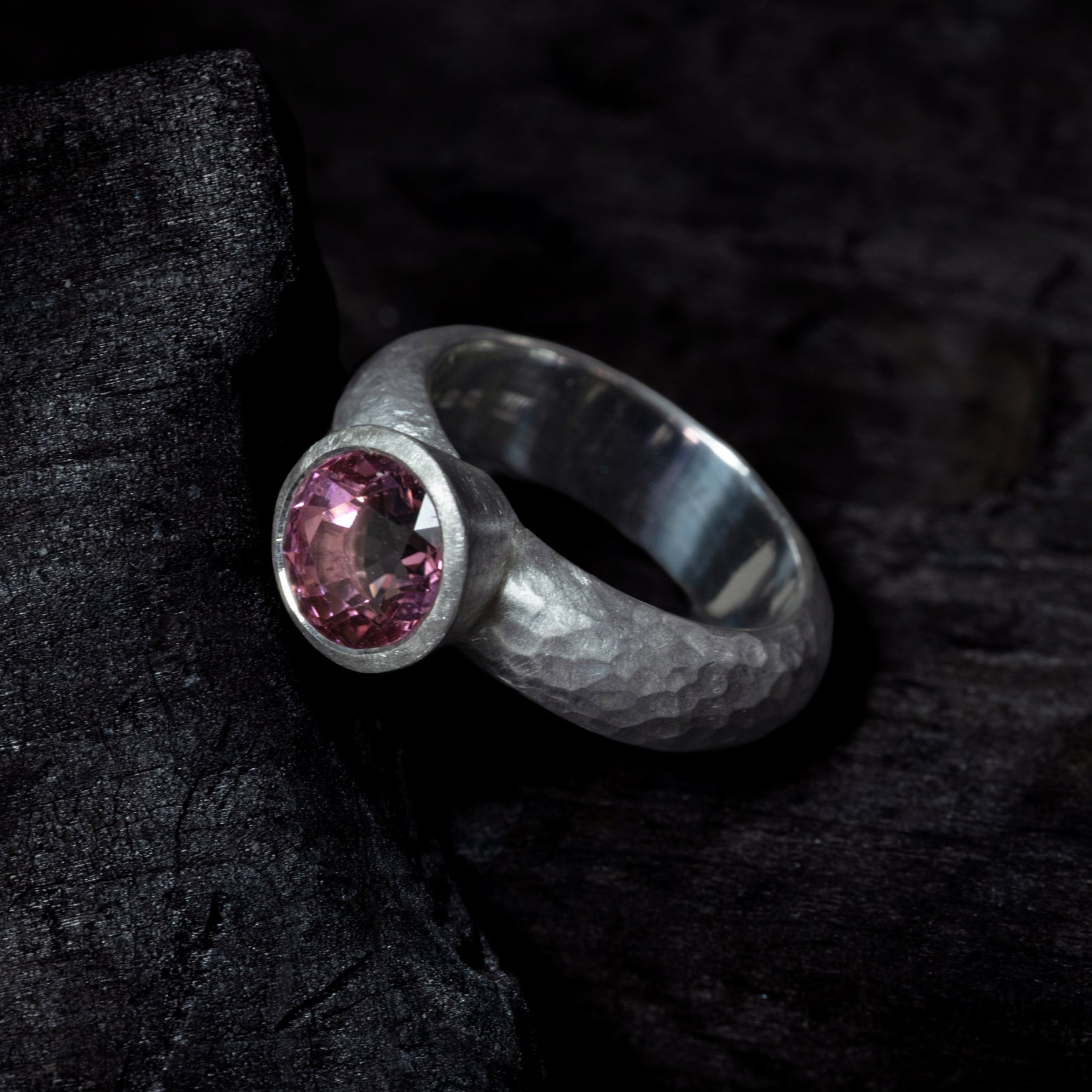 Silver Pink Sapphire Ring