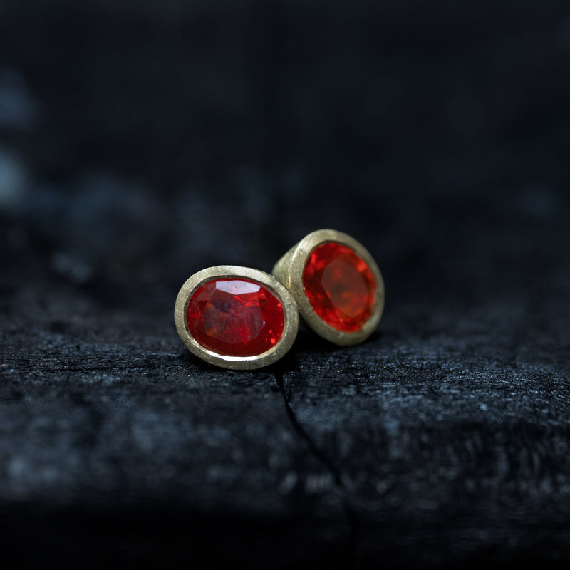 Fire Opal Stud Earrings