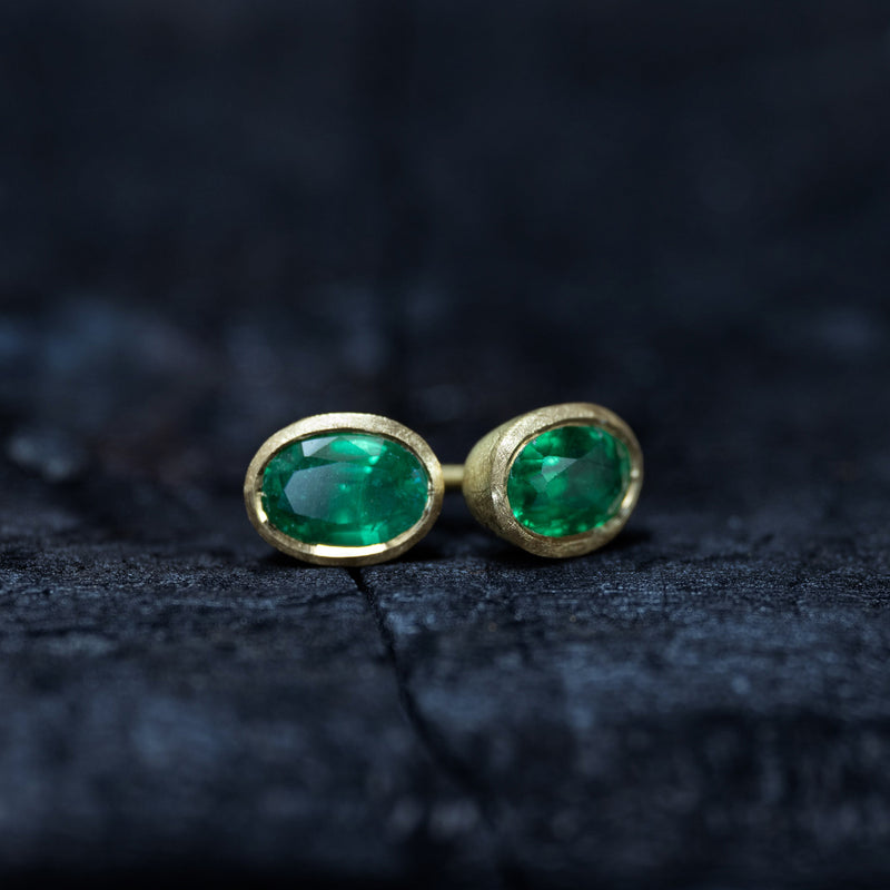 Oval Emerald Stud Earrings