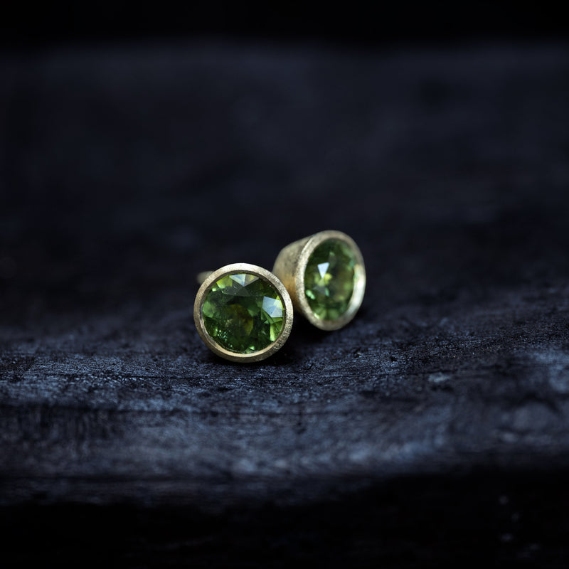 Green Tourmaline Stud Earrings