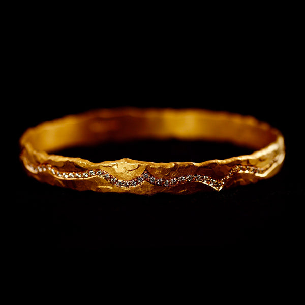Molten Gold Diamond Bangle