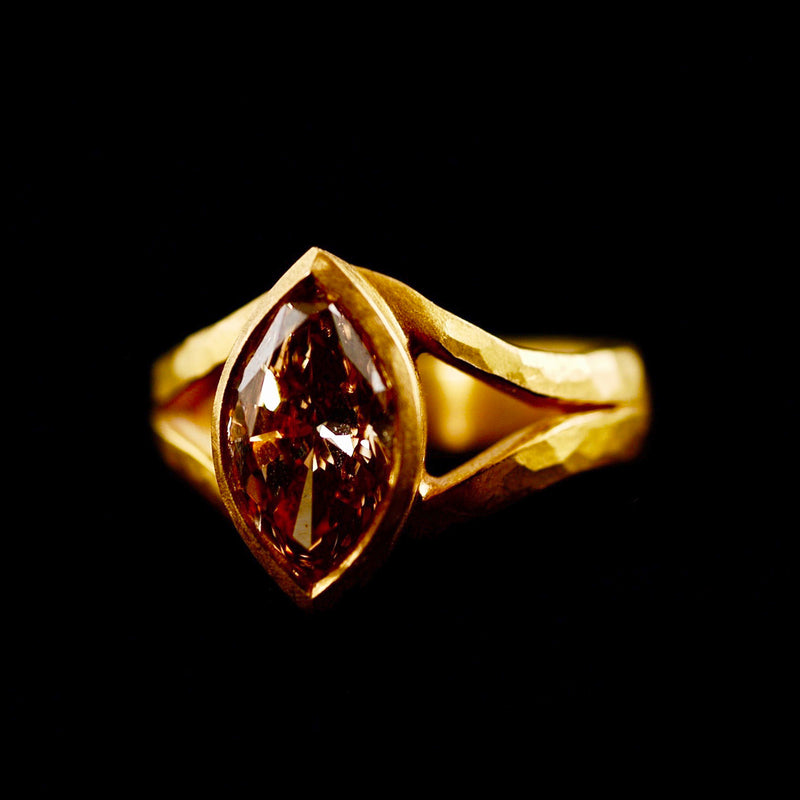 Split Band Brown Marquise Diamond Ring