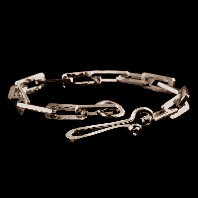Platinum Rectangular Link Bracelet