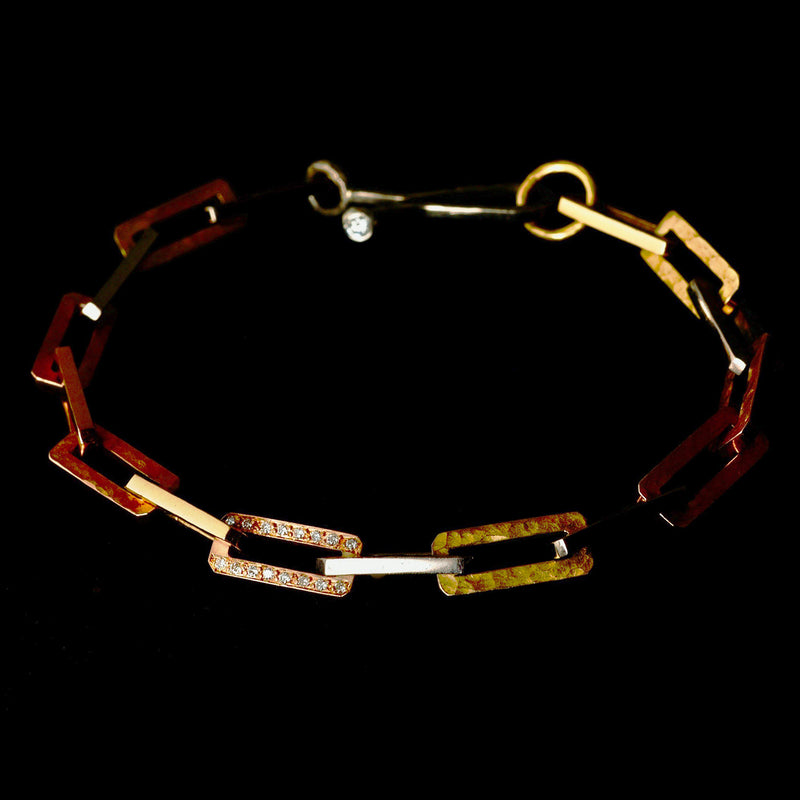 Mixed Gold Rectangular Link Bracelet