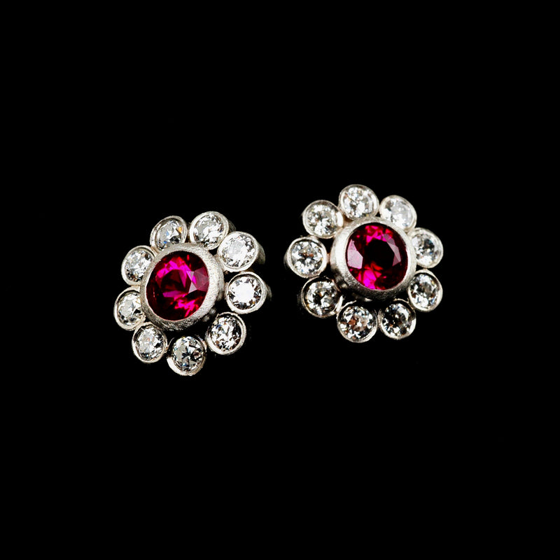 Ruby Flower Earrings