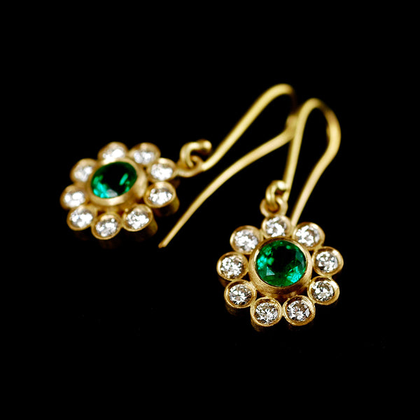 Emerald Drop Flower Earrings