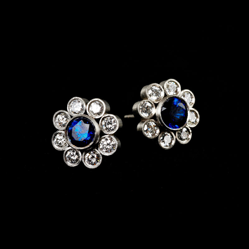 Sapphire Flower Earrings