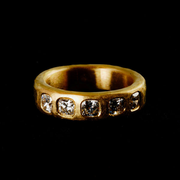18ct Gold with Cushion Cut Diamonds Ring