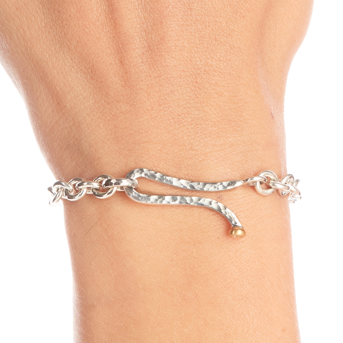 Silver Link Yellow Diamond Charm Bracelet