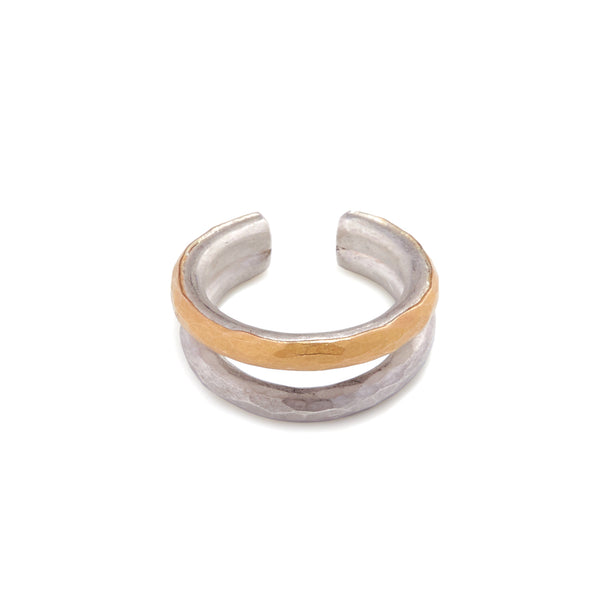 Silver and Gold Spilit Band Ear Cuff