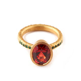22ct Gold Oval Spinel Ring with Shoulder Emeralds