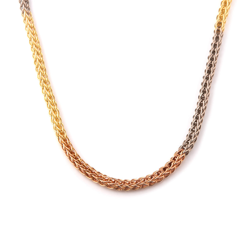Hand Woven Mixed Gold Chain Necklace