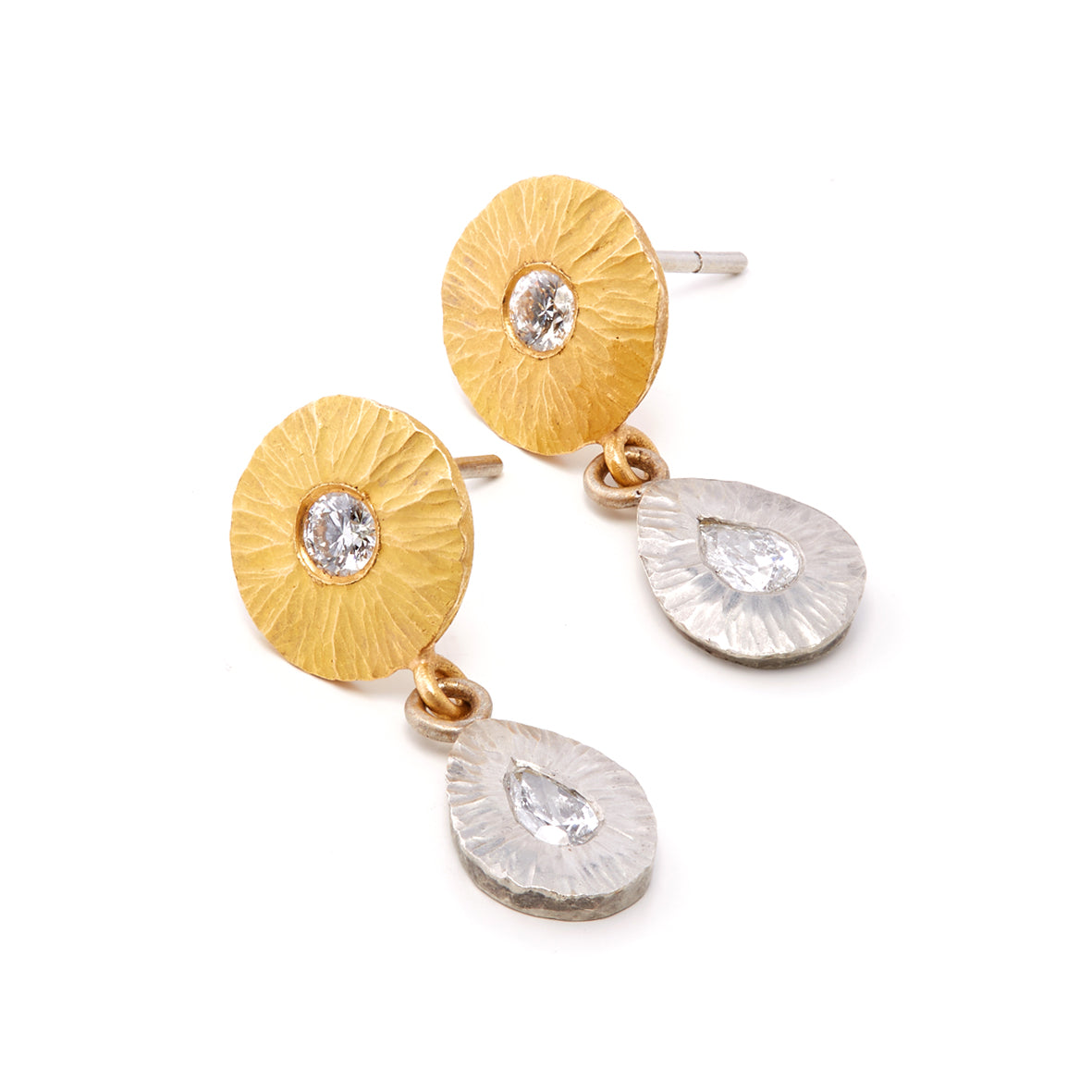 Gold and Platinum Diamond Earrings