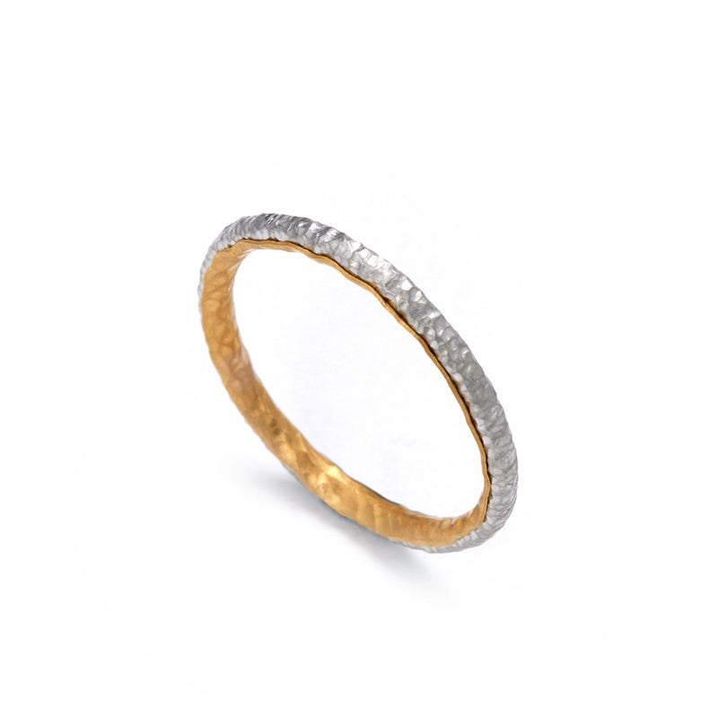 Pinched Platinum and Gold Ring