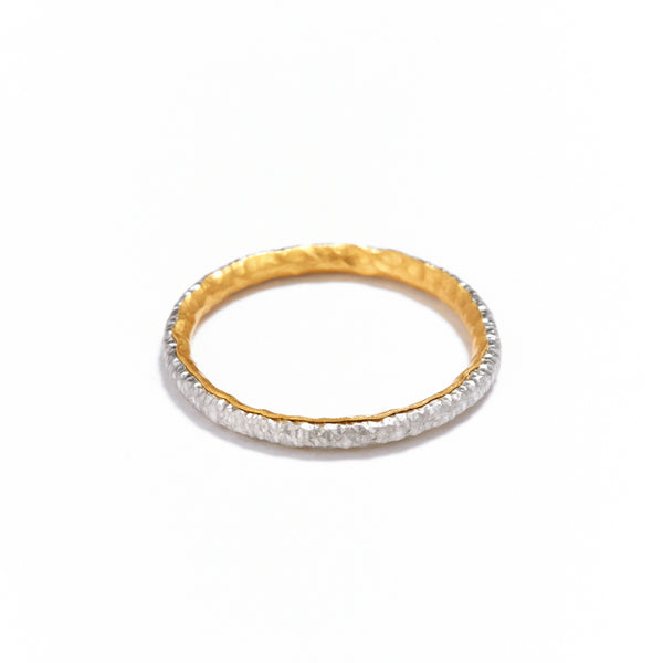 Pinched Platinum and Gold Ring