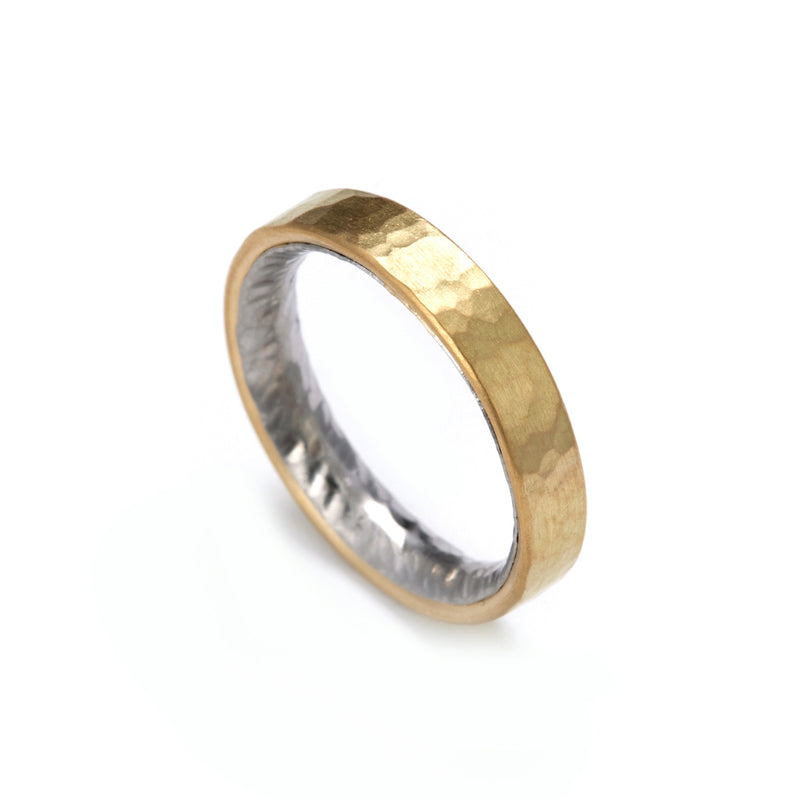 4mm 18ct Gold and Platinum D Shaped  Ring