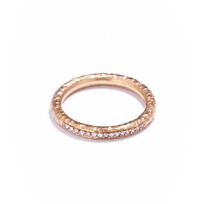 Pinched Rose Gold Channel Set Diamond Ring