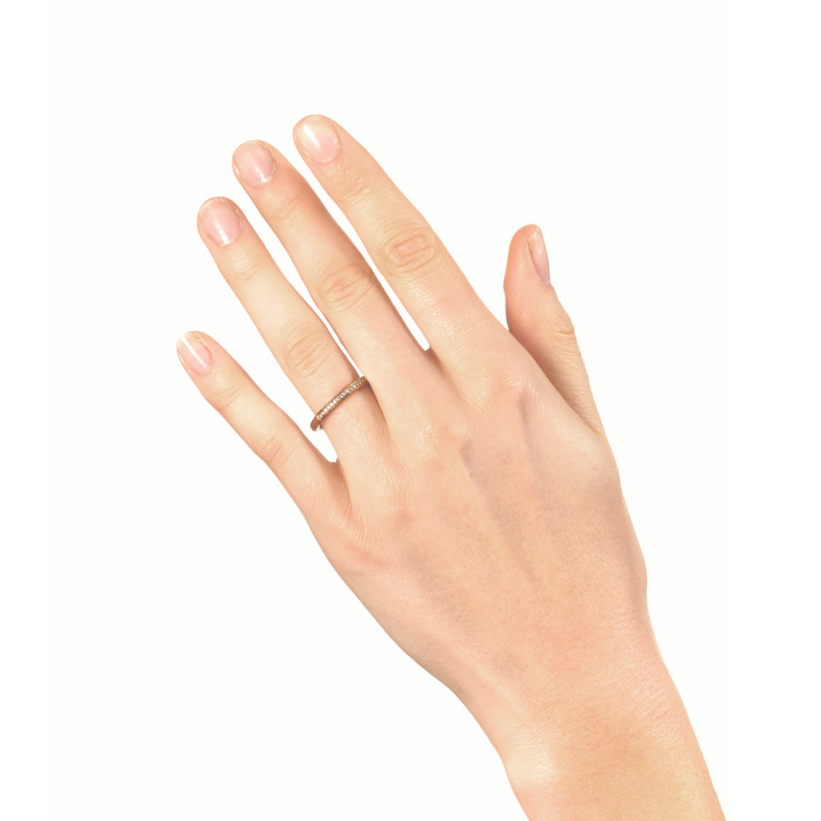 Pinched Rose Gold Channel Set Diamond Ring