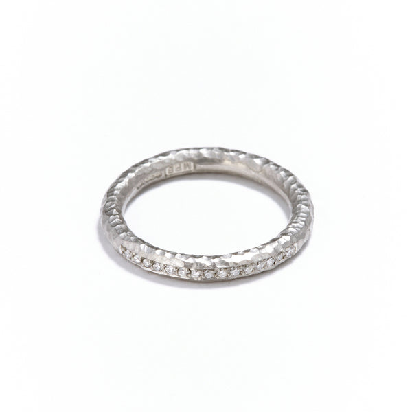 Pinched Platinum Channel Set Diamond Ring