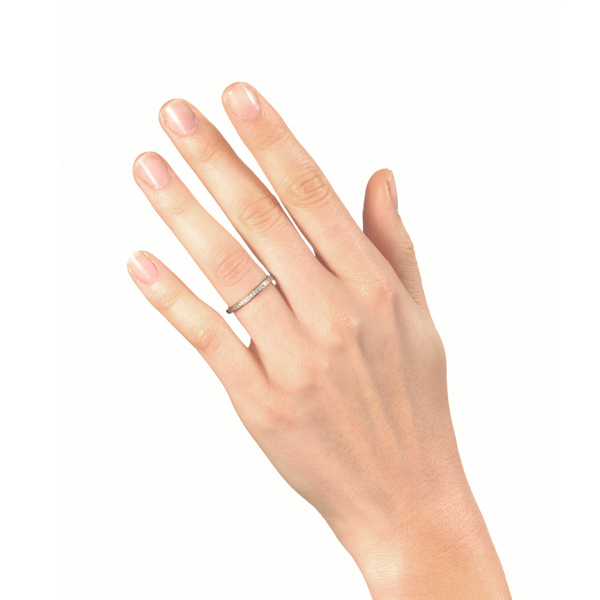 Pinched Platinum Channel Set Diamond Ring