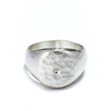Hammered Silver Round Signet Ring
