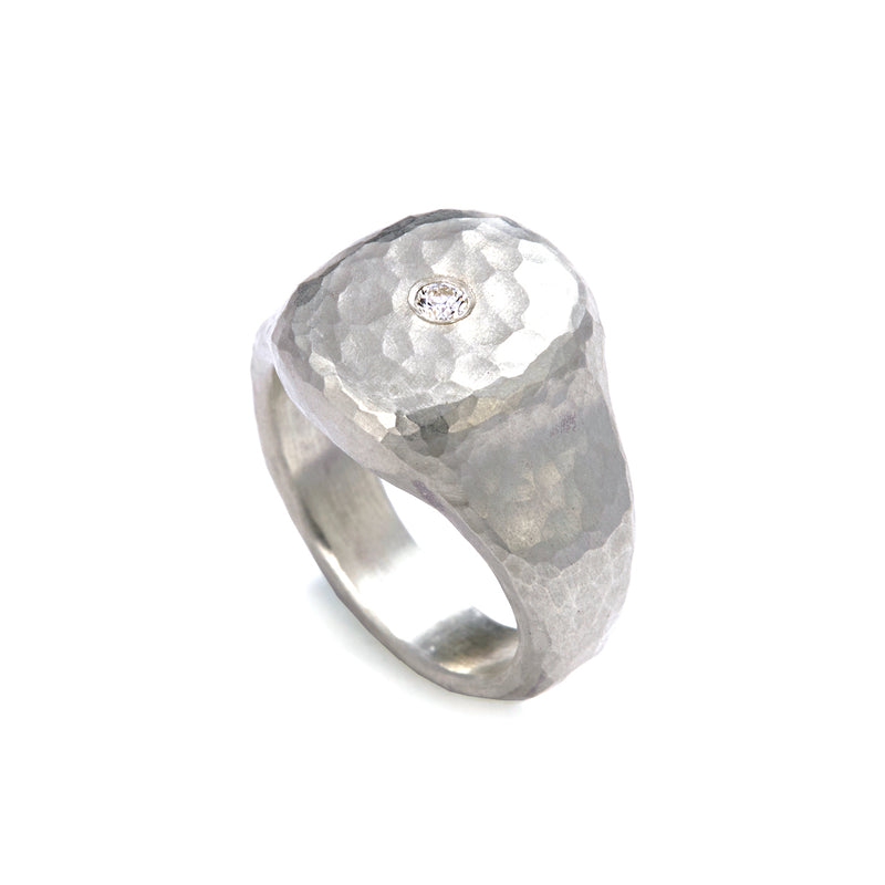 Hammered Silver Signet Ring