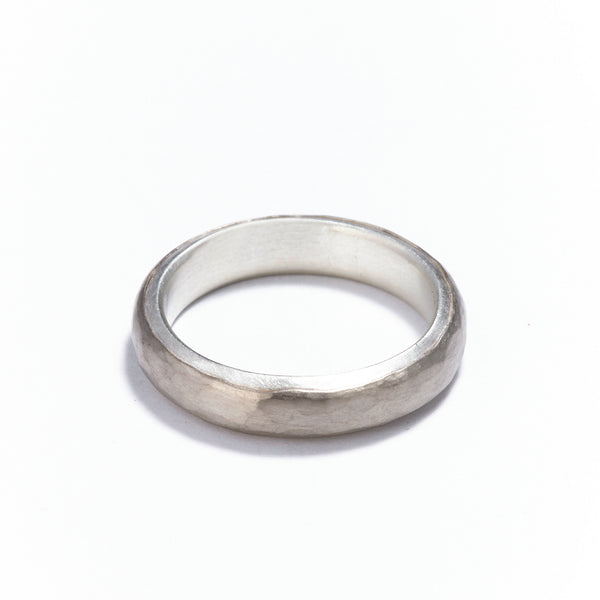 4mm Silver and White Gold Ring