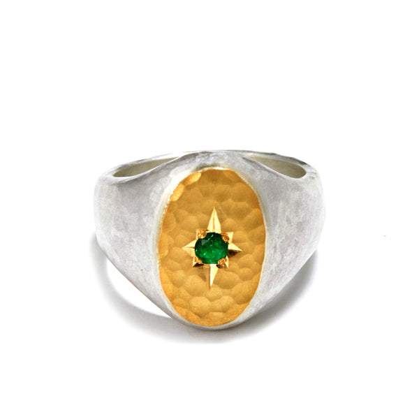 Silver and Gold Oval Signet Ring