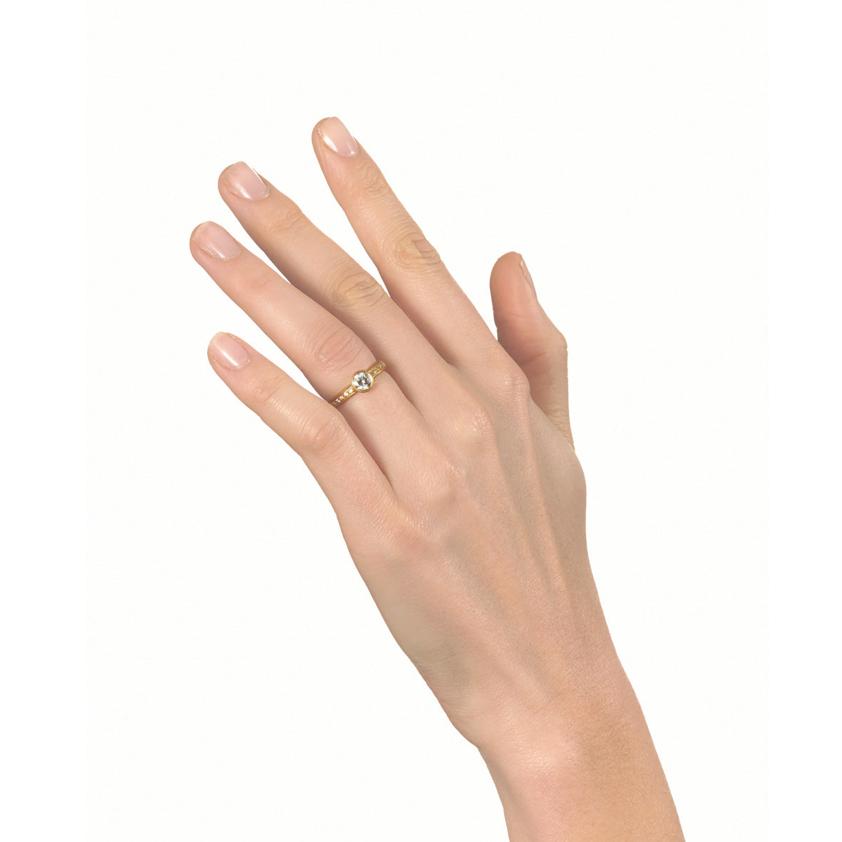 Gold  Diamond Ring with Shoulder Diamonds