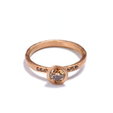 Cognac Diamond Rose Gold Ring with Shoulder Diamonds