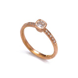 Rose Gold Cushion Cut Diamond Ring with Shoulder Diamonds