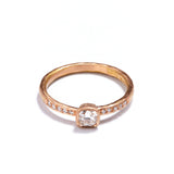 Rose Gold Cushion Cut Diamond Ring with Shoulder Diamonds