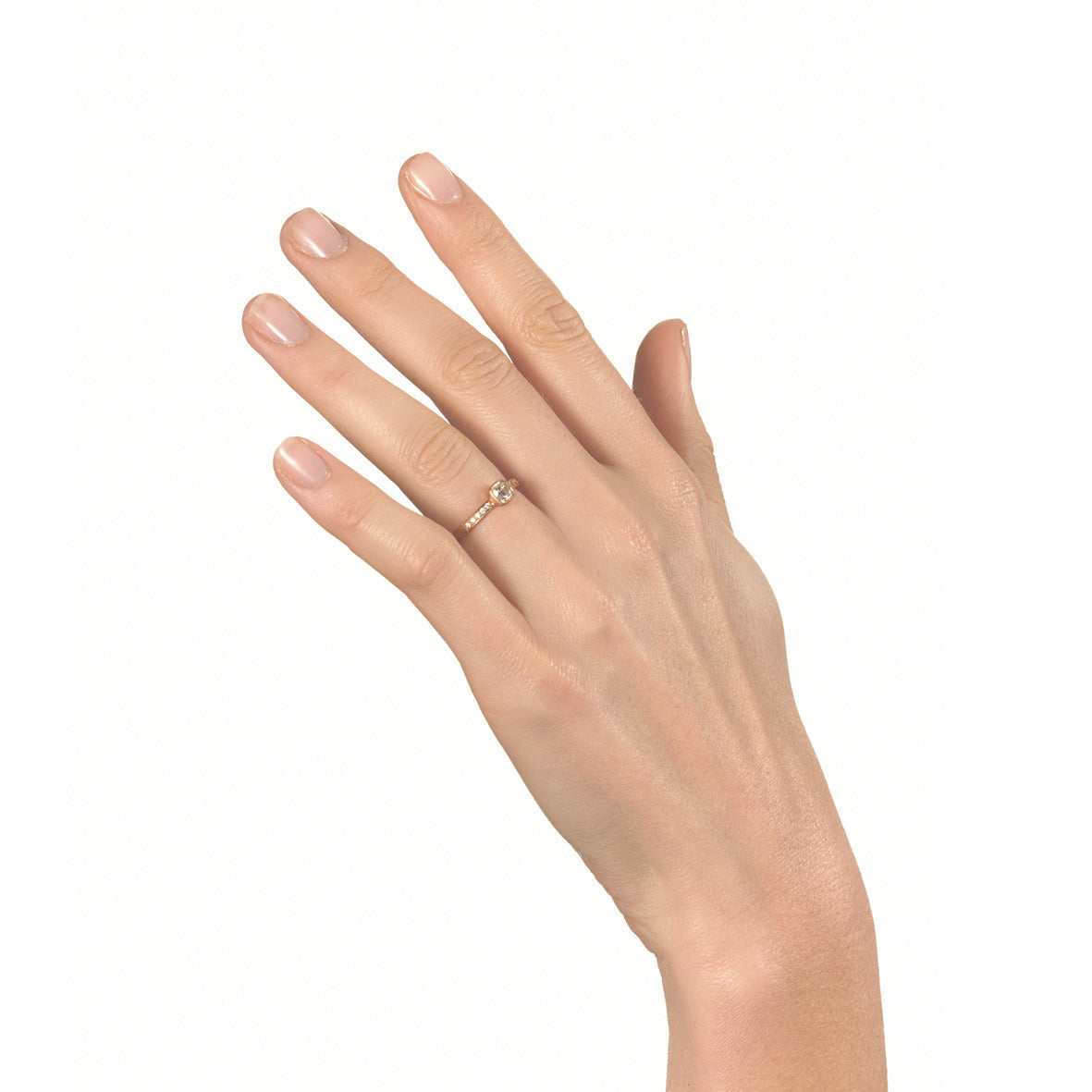 Rose Gold Cushion Cut Diamond Ring with Shoulder Diamonds