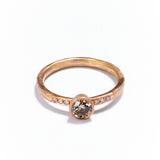 Rose Gold Cognac Diamond Ring with Shoulder Diamonds