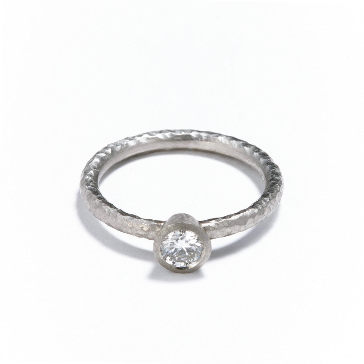 Pinched Platinum Diamond Ring