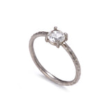 Pinched Platinum Claw Set Rose Cut Diamond Ring