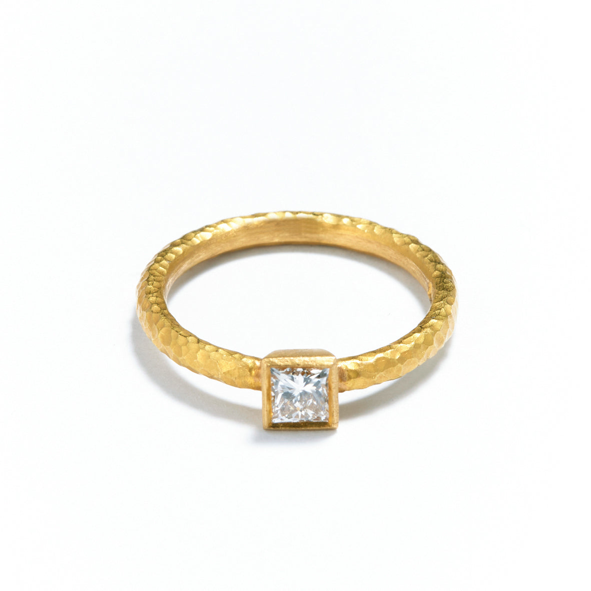Pinched Gold Princess Cut Diamond Ring