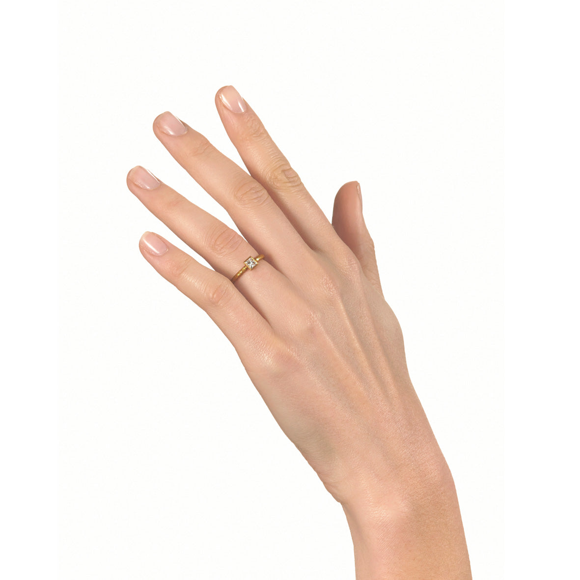 Pinched Gold Princess Cut Diamond Ring