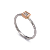 Pinched Platinum Rose Gold Princess Cut Diamond Ring